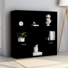  fekete szerelt fa könyvszekrény 98 x 30 x 98 cm bútor
