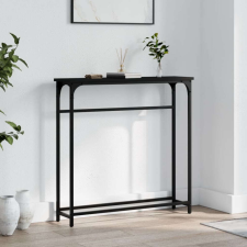 fekete szerelt fa tálalóasztal 75x19,5x75 cm bútor