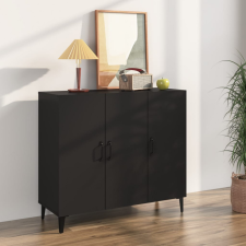  Fekete szerelt fa tálalószekrény 90 x 34 x 80 cm bútor