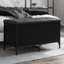  Fekete szerelt fa tárolópad 82 x 42 x 45 cm bútor