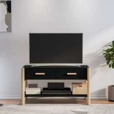  fekete szerelt fa TV-szekrény 82x38x45 cm bútor