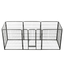  fekete színű acél kutyakennel 8 panelből 80 x 100 cm szállítóbox, fekhely kutyáknak
