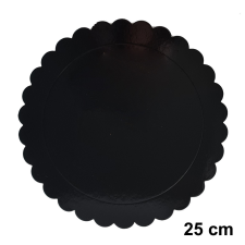 Fekete színű kör alakú fodros karton tortaalátét – 25 cm konyhai eszköz