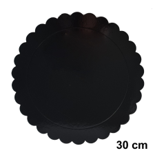  Fekete színű kör alakú fodros karton tortaalátét – 30 cm konyhai eszköz