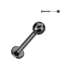  Fekete Színű Kör Alakú Titánium Egyenesszárú Push-in Labret Piercing egyéb ékszer