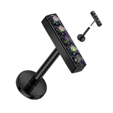  Fekete Színű Téglalap Alakú Titánium Egyenesszárú Labret Piercing Apró Cirkónia Kövekkel egyéb ékszer