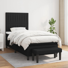  fekete szövet rugós ágy matraccal 80 x 200 cm ágy és ágykellék