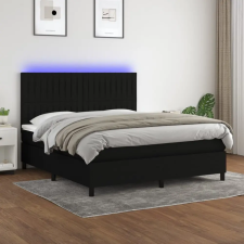  fekete szövet rugós és LED-es ágy matraccal 160x200 cm ágy és ágykellék