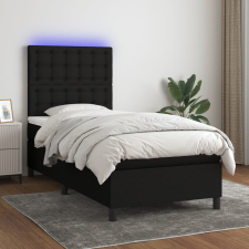 fekete szövet rugós és LED-es ágy matraccal 90x200 cm ágy és ágykellék