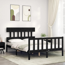  fekete tömör fa ágykeret fejtámlával 140 x 190 cm ágy és ágykellék