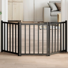  fekete tömör fenyőfa 3 paneles összecsukható kutyakapu 150 cm kisállatfelszerelés