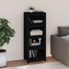  Fekete tömör fenyőfa könyvszekrény 50x35x125,5 cm bútor