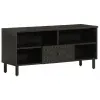  Fekete tömör mangófa TV-szekrény 100 x 33 x 46 cm