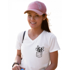  Fekete vonalas zseb állatok - Női V Nyakú Póló női póló