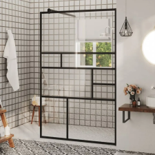  fekete zuhanyfal átlátszó ESG üveggel 100 x 195 cm kád, zuhanykabin