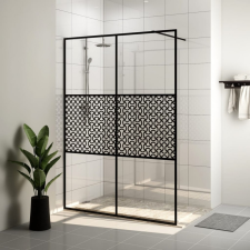  Fekete zuhanyfal átlátszó ESG üveggel 140 x 195 cm kád, zuhanykabin