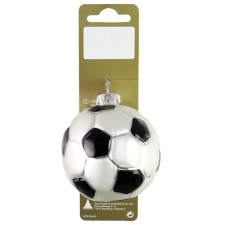  Felakasztható focilabda üvegből 6,5 cm átmérő fehér karácsonyfadísz