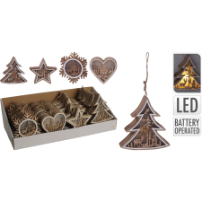  Felakasztható LED karácsonyfadísz figura barna - fehér négy kivitelben karácsonyfadísz