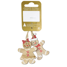  Felakasztható mézeskalács figurák 2 db-os csomag fából, 5,5 cm karácsonyfadísz