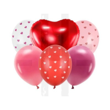  Felfújható lufi szív vegyes 30 cm - 6 db party kellék