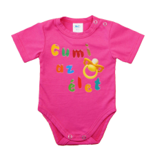 Feliratos rövid ujjú baba body kombidressz, body