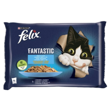FELIX Állateledel alutasakos FELIX Fantastic macskáknak lazac-lepényhal aszpikban 4x85g macskaeledel