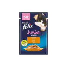  FELIX FANTASTIC Junior Csirkével aszpikban nedves macskaeledel – 12×100 g macskaeledel