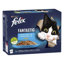 FELIX Fantastic Multipack alutasak 12x85g lazac, lepényhal, tonhal és tőkehal zselében macskaeledel