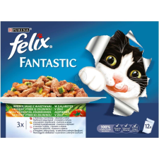 Félix Felix Fantastic Vegyes Válogatás marhával, csirkével, lazaccal, pisztránggal és zöldségekkel 12 x 85 g macskaeledel