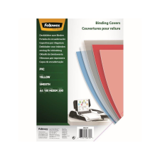 FELLOWES Előlap, A4, 200 mikron, 100 db/csomag, Fellowes® áttetsző sárga spirálozó gép