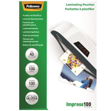 FELLOWES Meleglamináló fólia, 100 mikron, A5, fényes, 100 db,  FELLOWES lamináló fólia