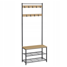Fém előszoba fal INDUSTRY 175 cm, fekete/dub sonoma bútor