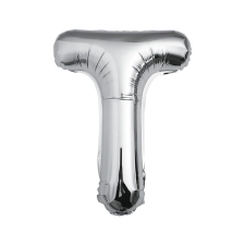  Fém fólia lufi S DEPOT®, T betű, ezüst, 40 cm party kellék