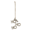  Fém függődísz, Ho-Ho-Ho 9x8cm, ezüst