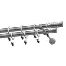 Fém karnis garnitúra Zylinder 2 soros 19mm nickel 160cm karnis, függönyrúd
