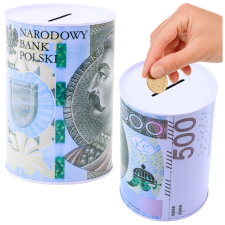 Fém persely 500 PLN bankjegynyomtatással gyermekeknek persely