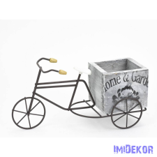  Fém tricikli fa kaspóval 23x9x10,5cm - Kocka dekorációs kellék