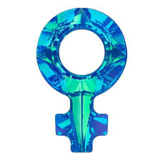 Female Symbol Pendant - Swarovski medál - Bermuda Blue - 18 mm nyaklánc