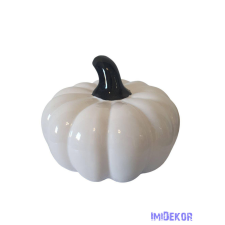  Fényes kerámia tök 13,5 cm - Fehér dekorációs kellék