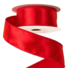  Fényes szatén szalag drótos szegéllyel 38mm x 5m - Piros szalag, masni