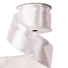 Fényes szatén szalag drótos szegéllyel 63mm x 5m - Fehér szalag, masni