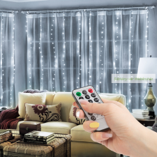 Fényfüggöny, 300 db hidegfehér microLED, 3 x 3 m, távirányítós karácsonyi ablakdekoráció