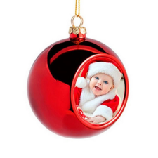  Fényképes karácsonyfadísz gömb piros - Fényképes ajándékok karácsonyfadísz
