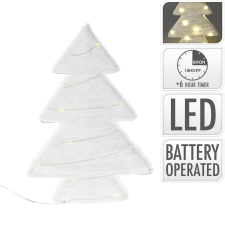  Fenyő forma 20 LED-es elemes fehér 30cm dekorációs kellék