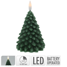  Fenyő gyertya LED-es zöld időzítős elemes (elem nélkül) M11cm dekorációs kellék