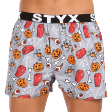  Férfi bő szárú boxeralsók Styx art sportos gumipánt Halloween koporsó (B1752) L
