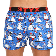  Férfi bő szárú boxeralsók Styx art sportos gumipánt karácsonyi hóemberek (B1751) M