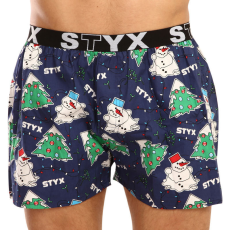  Férfi bő szárú boxeralsók Styx művészet sportos gumipánt karácsonyi (B1450) L