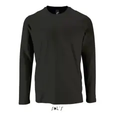  Férfi IMPERIAL hosszú ujjú környakas pamut póló, SOLS SO02074, Deep Black-XS