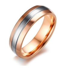  Férfi jegygyűrű, karikagyűrű ezüst csíkkal, rozsdamentes acél, arany színű, 10-es méret gyűrű